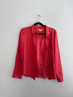 Ted Baker 100% Silk Hot Pink Button Down Blouse